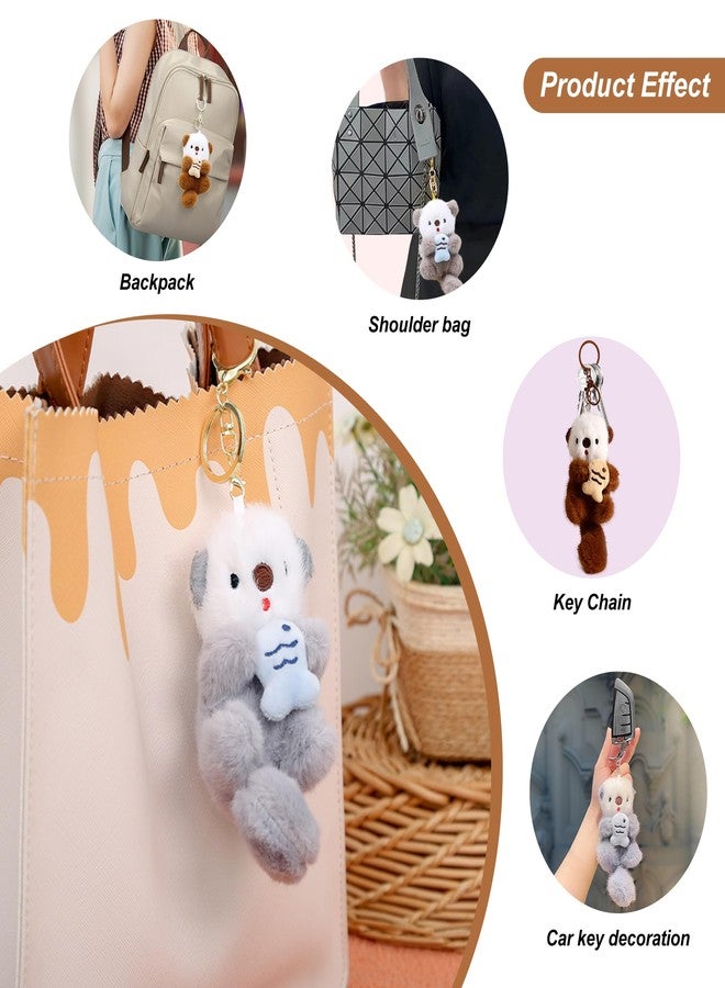 YOUNEEDFUL 2025 New Cute Otter Keychain Charm & Bag Charm Adorable Keychain Ring for Bags Otter stuff for Women Animal Lovers (Grey) - Image 4